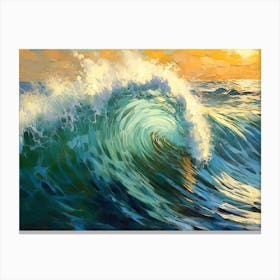 Ocean Wave At Sunset 2 Canvas Print