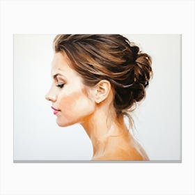 Side Profile Of Beautiful Woman Oil Painting 47 Canvas Print