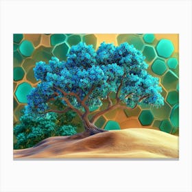 Blue Tree In The Desert 2 Canvas Print