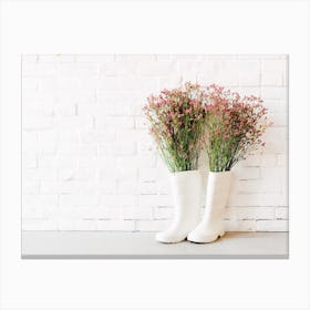 Rainboots With Flowers Canvas Print