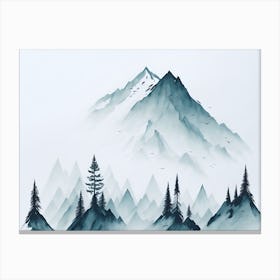 Mountain And Forest In Minimalist Watercolor Horizontal Composition 326 Canvas Print