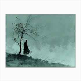 Man Walking By A Tree Canvas Print