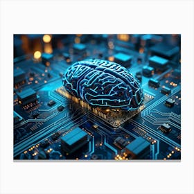 Abstract Concept Of A Brain Resembling An Intricate Circuit Board With Neural Lines Crisscrossing A (4) Canvas Print