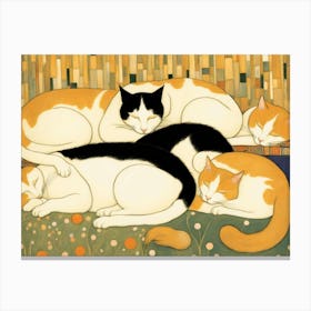 Four Cats Sleeping Canvas Print