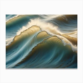 Powerful Ocean Waves With A Golden Glow, Captured At The Moment Of Their Crest, Creating A Sense Of Energy And Movement Canvas Print