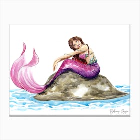 Mermaid on a rock - Chloe Canvas Print