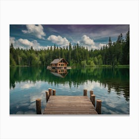 Cabin On A Lake 1 Canvas Print