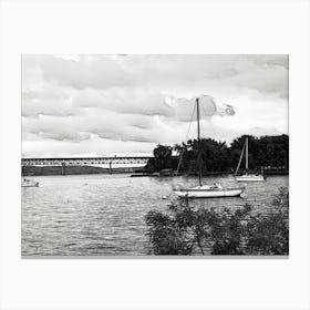 Boat on Hudson river Canvas Print