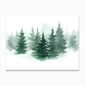 Watercolor Of Pine Trees Canvas Print