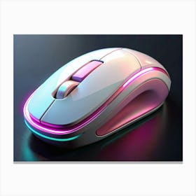 White And Pink Gaming Mouse With Rgb Lighting Canvas Print