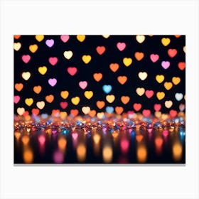 Abstract Image Of A Blurred Background With A Scattering Of Colorful Heart Shaped Lights 1 Canvas Print