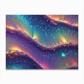 A Background Of Abstract, Swirling Shapes In Shades Of Purple, Blue, And Orange With A Metallic, Iridescent Sheen Canvas Print