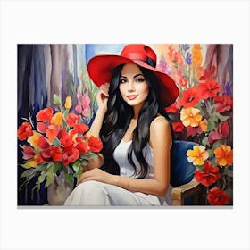 Girl Among Flowers 21 Canvas Print