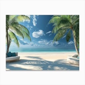 Palm Trees On The Beach Canvas Print