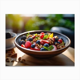 Granola Bowl With Berries Canvas Print