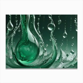 Macro View Of A Splash Of Vibrant Green Liquid With Droplets Suspended In Mid Air, Capturing The Beauty And Fluidity Of Motion Canvas Print