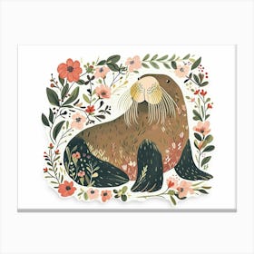 Little Floral Walrus 1 Canvas Print