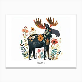 Little Floral Moose 3 Poster Canvas Print