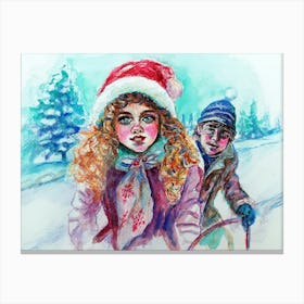 Childhood Dreams On Snow Canvas Print