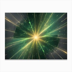 Abstract Image Of A Glowing, Green And Yellow Light, Emanating From A Central Point, Resembling A Star Or A Burst Of Energy Canvas Print