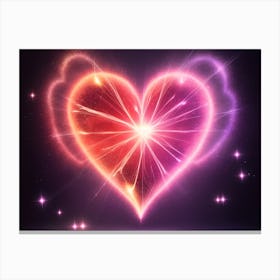 A Colorful Glowing Heart On A Dark Background Horizontal Composition 89 Canvas Print