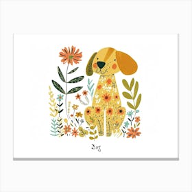 Little Floral Dog 1 Poster Canvas Print