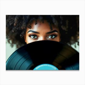 Afro Girl With A Record Canvas Print