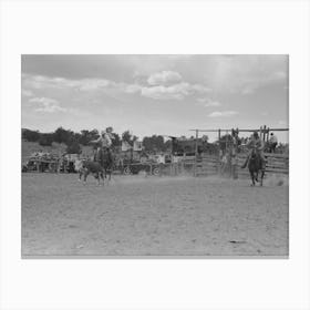 Calf Roping, Rodeo At Quemado, New Mexico By Russell Lee Canvas Print