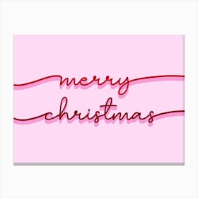 Merry Christmas Pink and Red Canvas Print