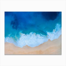 Greece, Seaside, beach and wave #8. Aerial view beach print. Sea foam Canvas Print