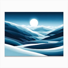 Moonlight Over The Mountains, vector art Canvas Print