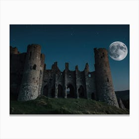 Full Moon Over Castle Canvas Print