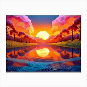 Sunset By The River Canvas Print