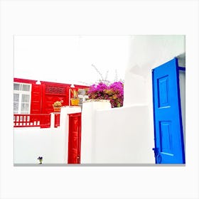 Red Door / Blue Door in Mykonos (Greece Series) Canvas Print