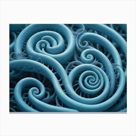 Intricate And Abstract Design Of Interconnected, Blue Swirls And Loops, Resembling Vines, Neurons, Or A Complex Organic Structure Canvas Print