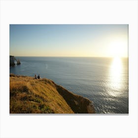 Sunset On The Cliffs In Etretat Canvas Print