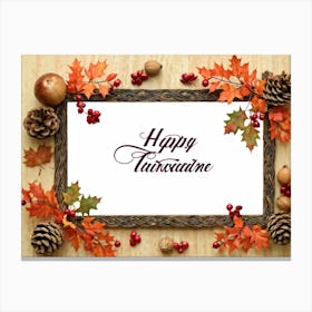 An Ornate Acorn Calligraphy Centerpiece With Woven Decorative Lettering Bearing The Words Happy Th (5) Canvas Print