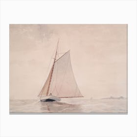 Sailboat On The Ocean Vintage Painting Canvas Print