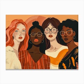 Modern Illustration Of Women In Harmony Enjoying Their Diversity 2 Canvas Print