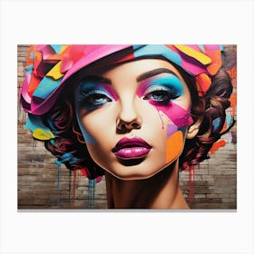 Girl In A Colorful Hat Canvas Print