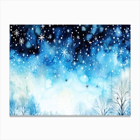 Blizzard Winter Wonderland - Winter Sky With Snowflakes Canvas Print