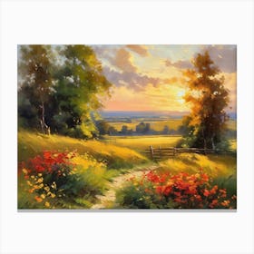 Sunset In The Field 1 Canvas Print