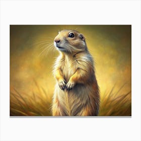 Prairie Dog Standing With Golden Background Canvas Print