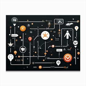 A Detailed Graphic Illustration Of Global Positioning System Icons And Symbols Floating Seamlessly (4) Canvas Print