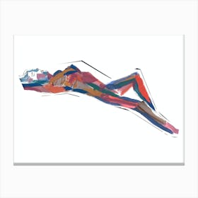 Woman Life Drawing Laying On Her Back Mixed Media Canvas Print