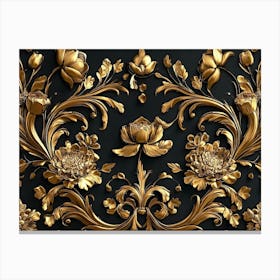 Gold Floral Wallpaper 2 Canvas Print