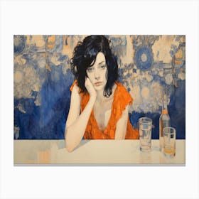 Girl At A Table Canvas Print