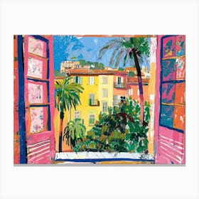 Barcelona From The Window View Painting 1 Canvas Print