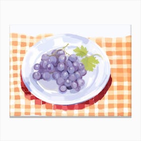 A Plate Of Grapes, Top View Food Illustration, Landscape 1 Canvas Print
