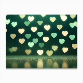 Abstract Image Of A Blurred Background With A Pattern Of Green And Yellow Hearts Canvas Print